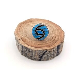 Zuni Hummingbird Ring Opal‎ Stone Handmade Native American Jewelry Sz 8US